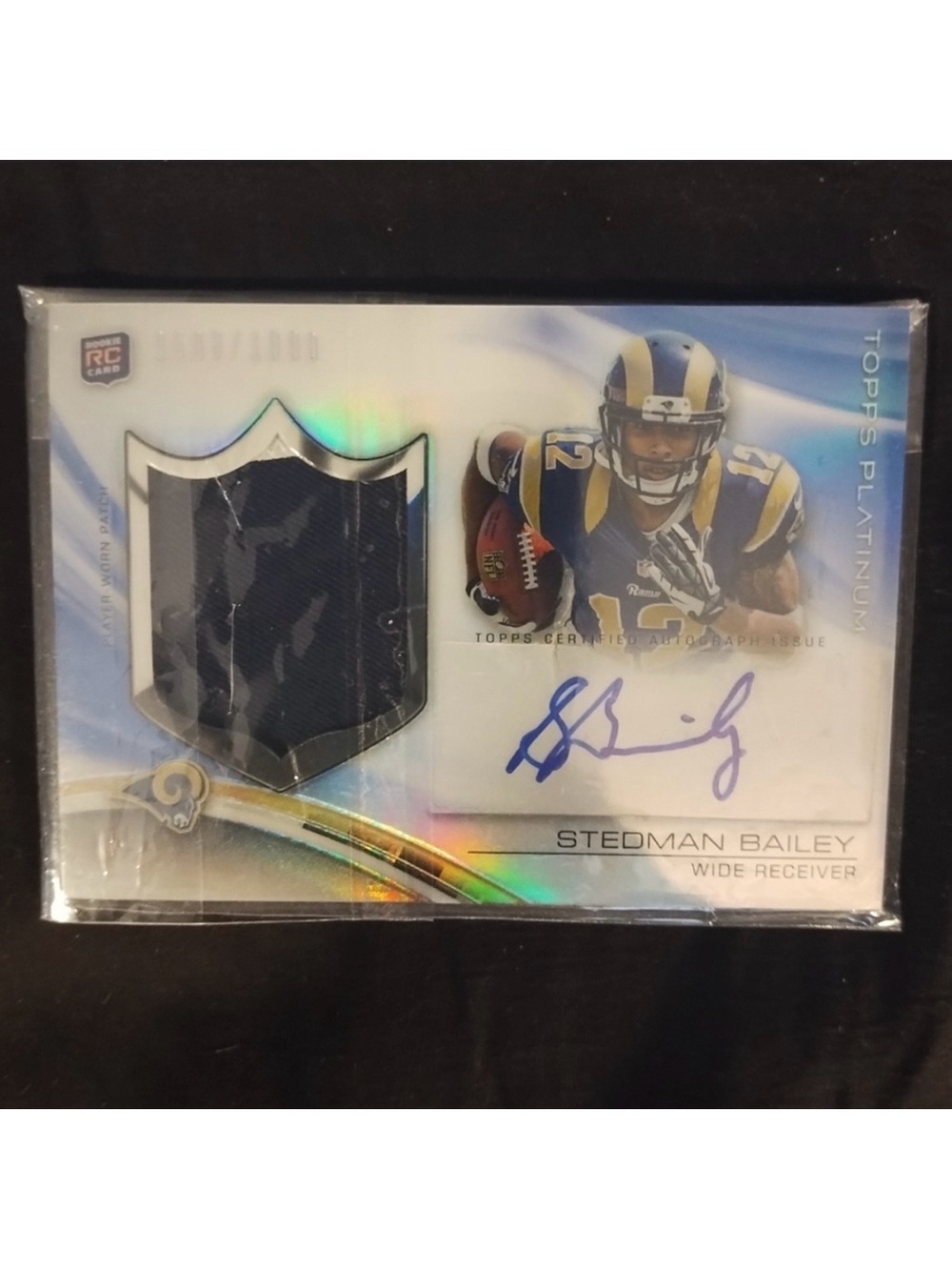 Rams 2013 Rookie Stedman Bailey Topps Platinum Autograph Refractor Patch Card